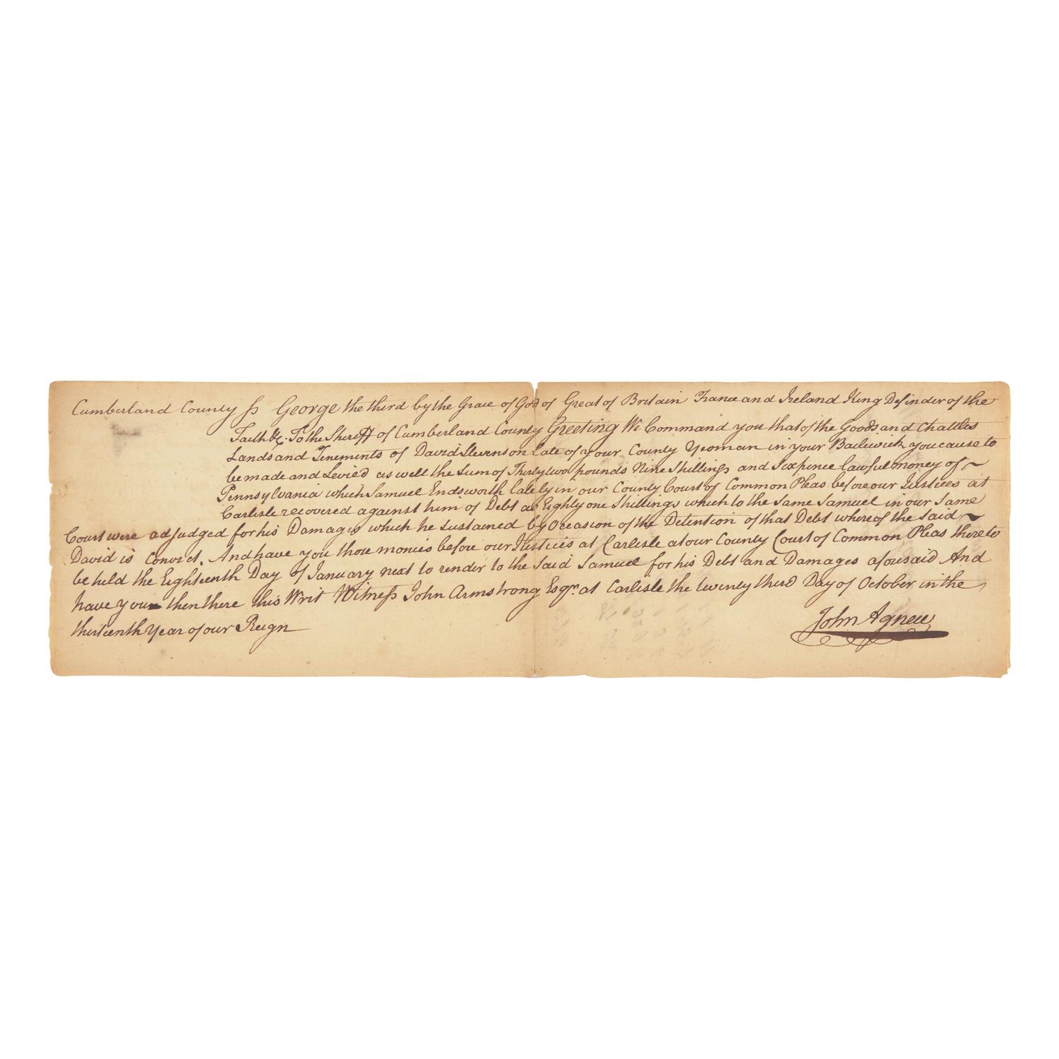 [Declaration of Independence] Wilson, James. Manuscript Document, signed