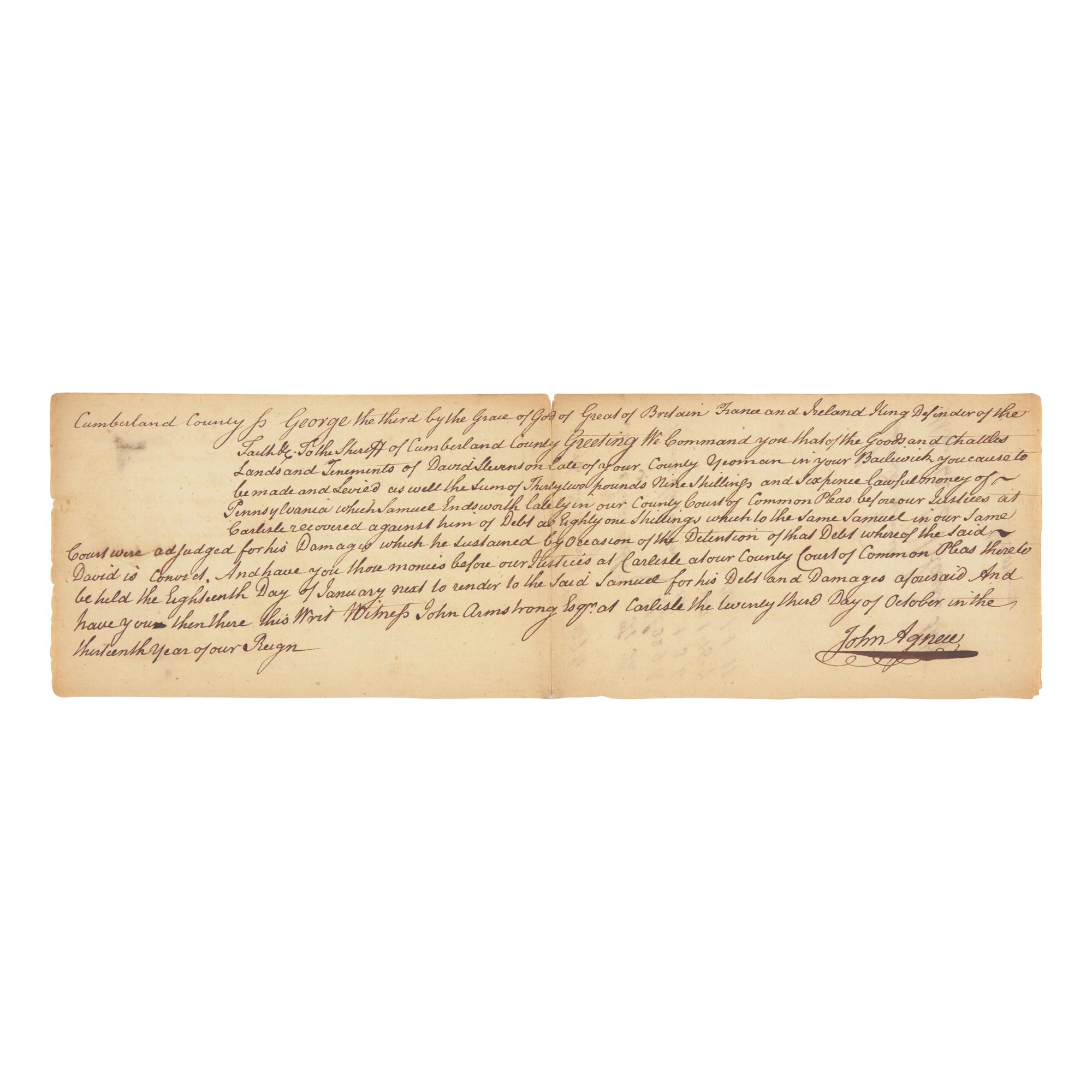 [Declaration of Independence] Wilson, James. Manuscript Document, signed
