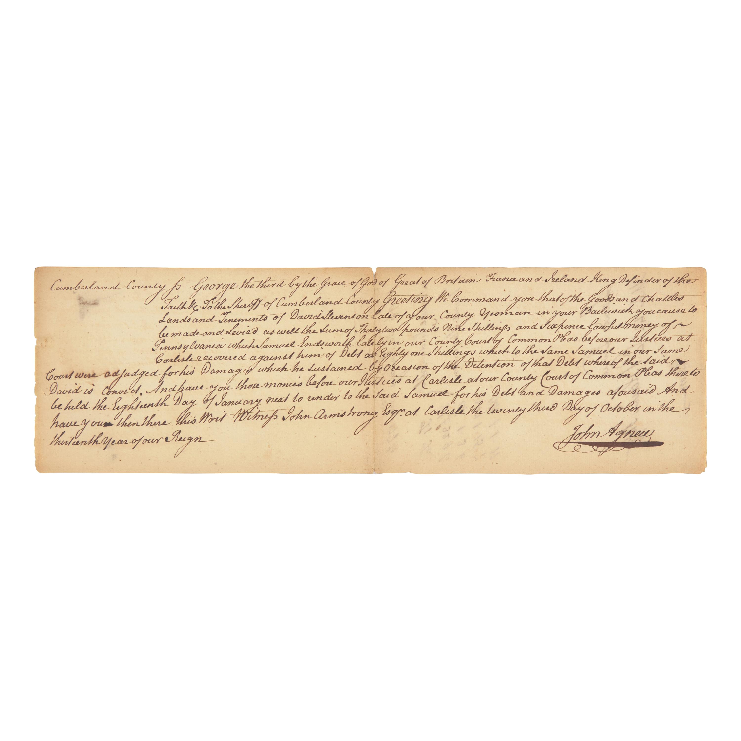 [Declaration of Independence] Wilson, James. Manuscript Document, signed