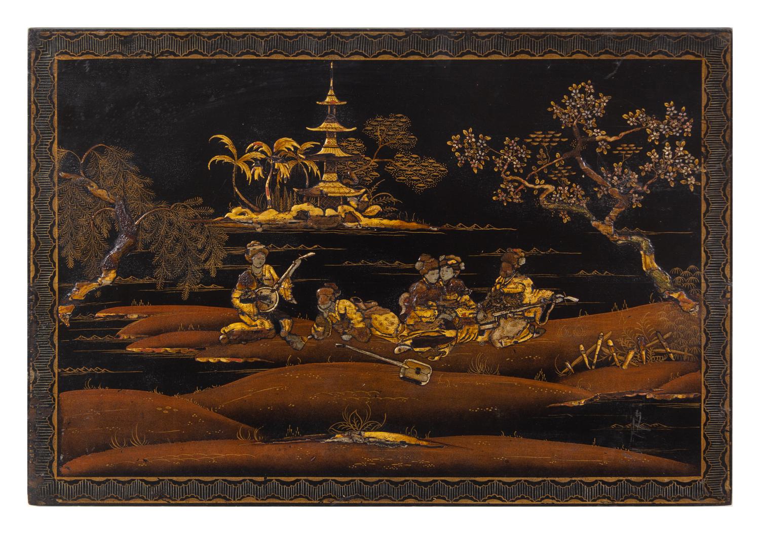 Four Chinese Lacquered Panels
