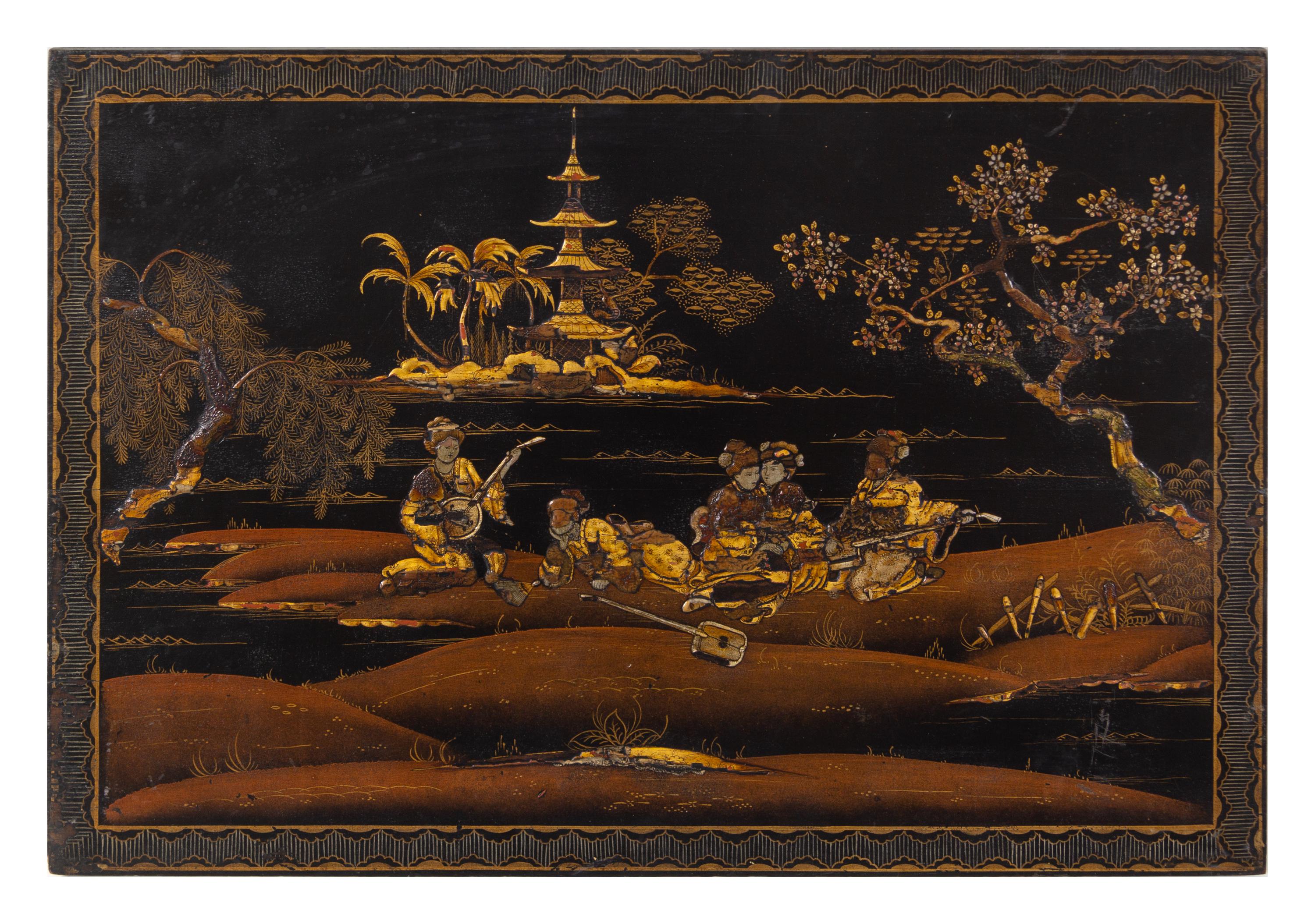 Four Chinese Lacquered Panels