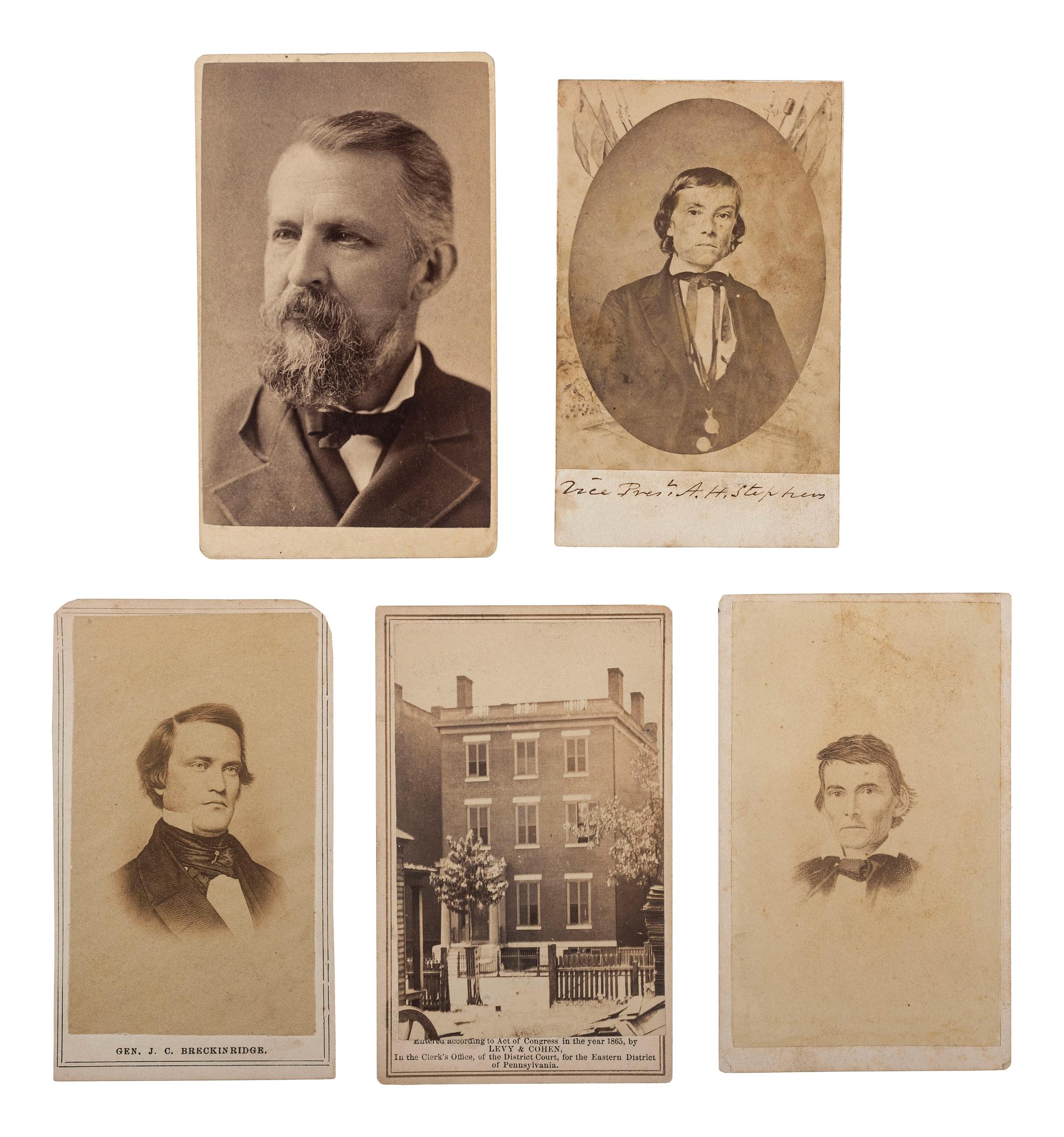 [CIVIL WAR -- CONFEDERACY]. A group of CDVs of Confederate politicians and generals and a view of Robert E. Lee's residence in Richmond, comprising: