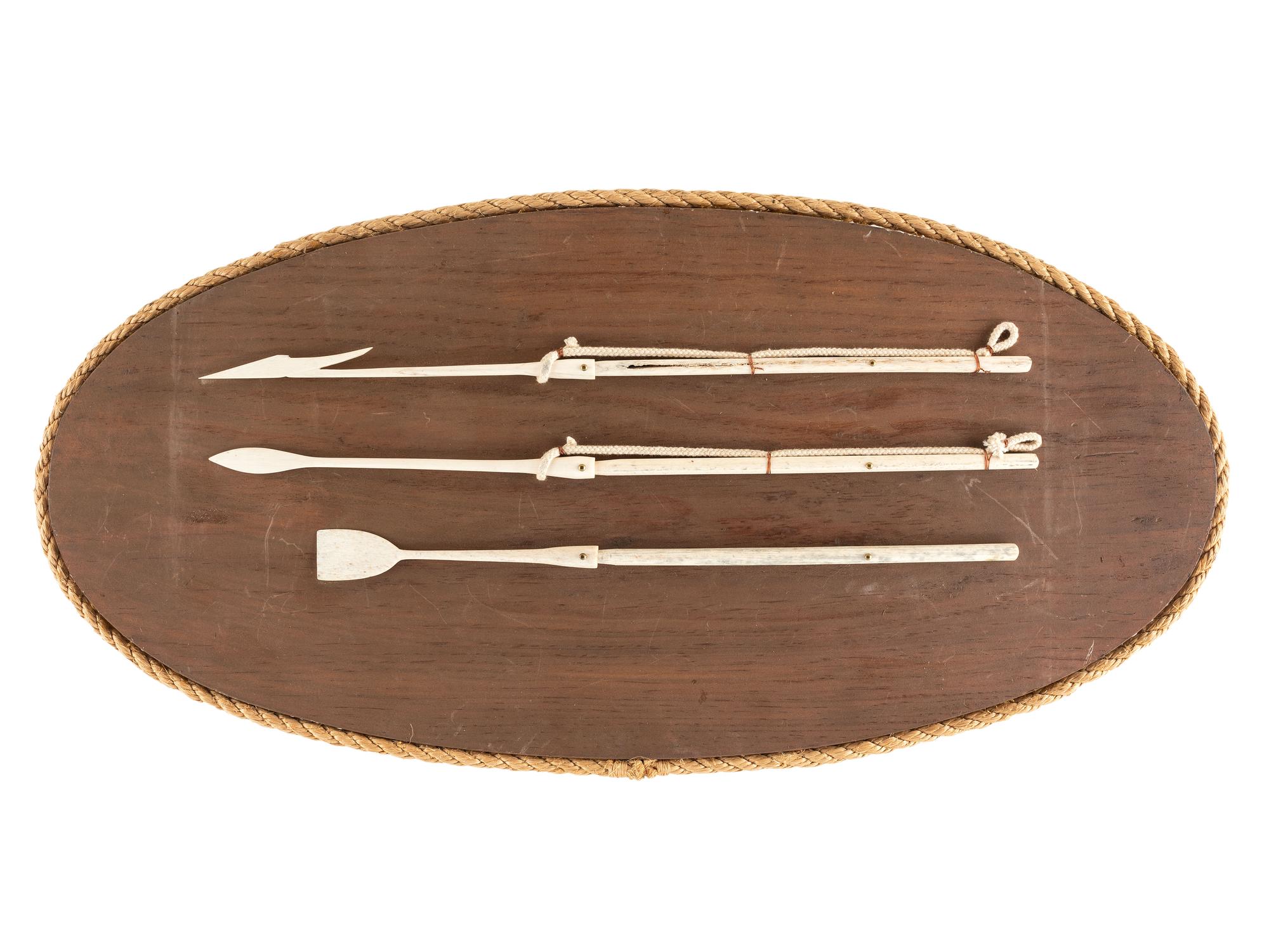Three Miniature Carved Bone Whaling Tools