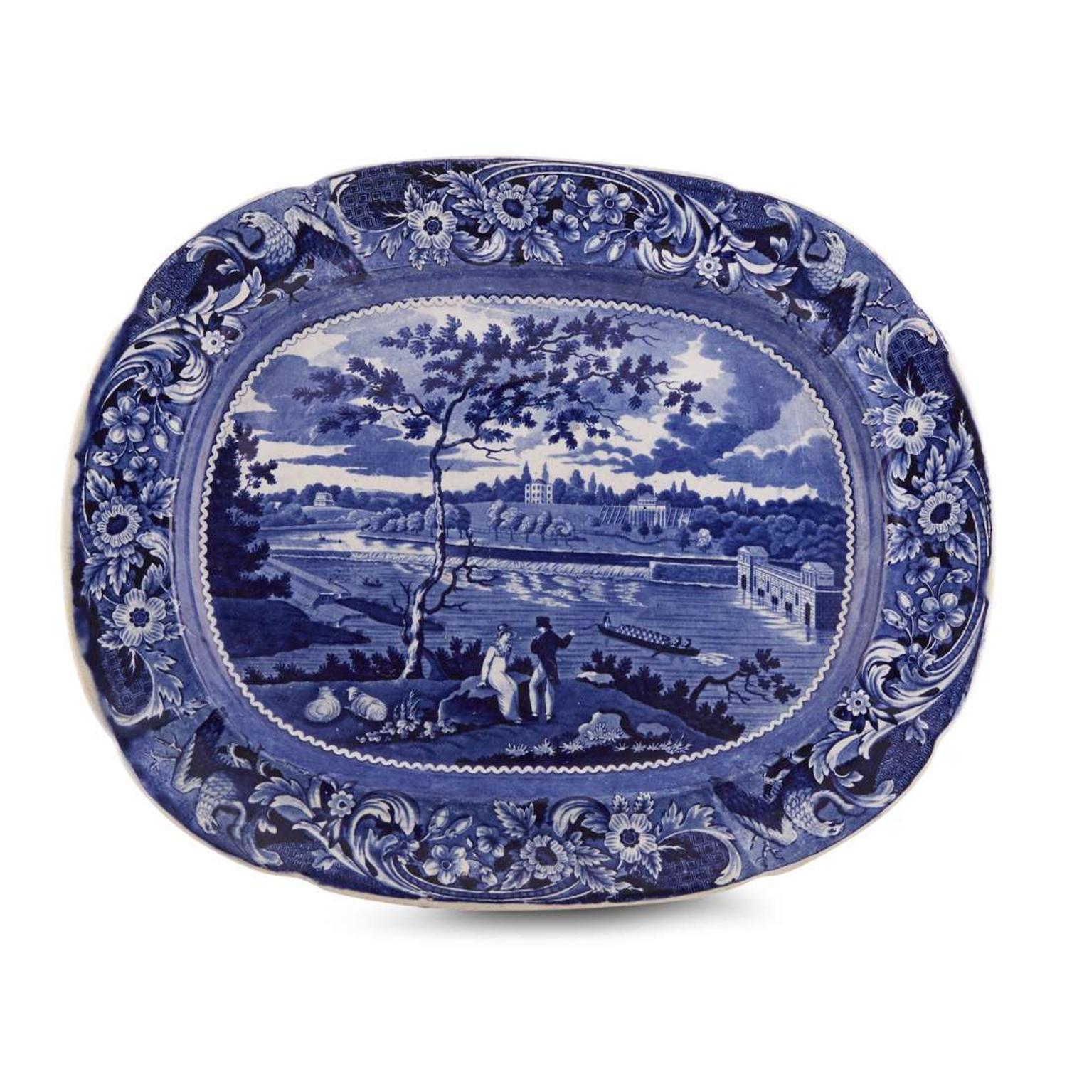 Historical Blue Staffordshire 'Fair Mount Near Philadelphia' platter Joseph Stubbs, Burslem, circa 1830