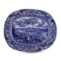 Historical Blue Staffordshire 'Fair Mount Near Philadelphia' platter Joseph Stubbs, Burslem, circa 1830