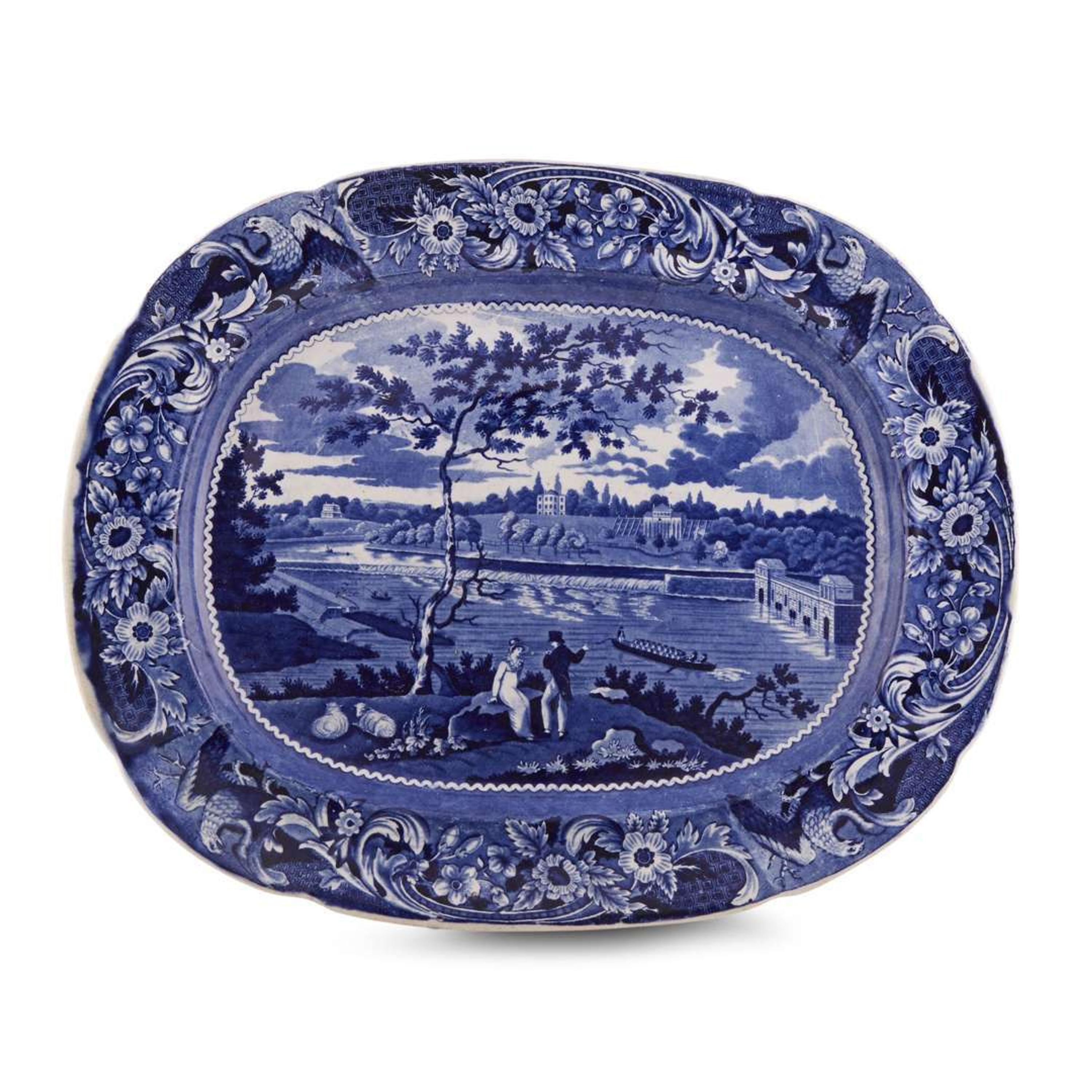 Historical Blue Staffordshire 'Fair Mount Near Philadelphia' platter Joseph Stubbs, Burslem, circa 1830