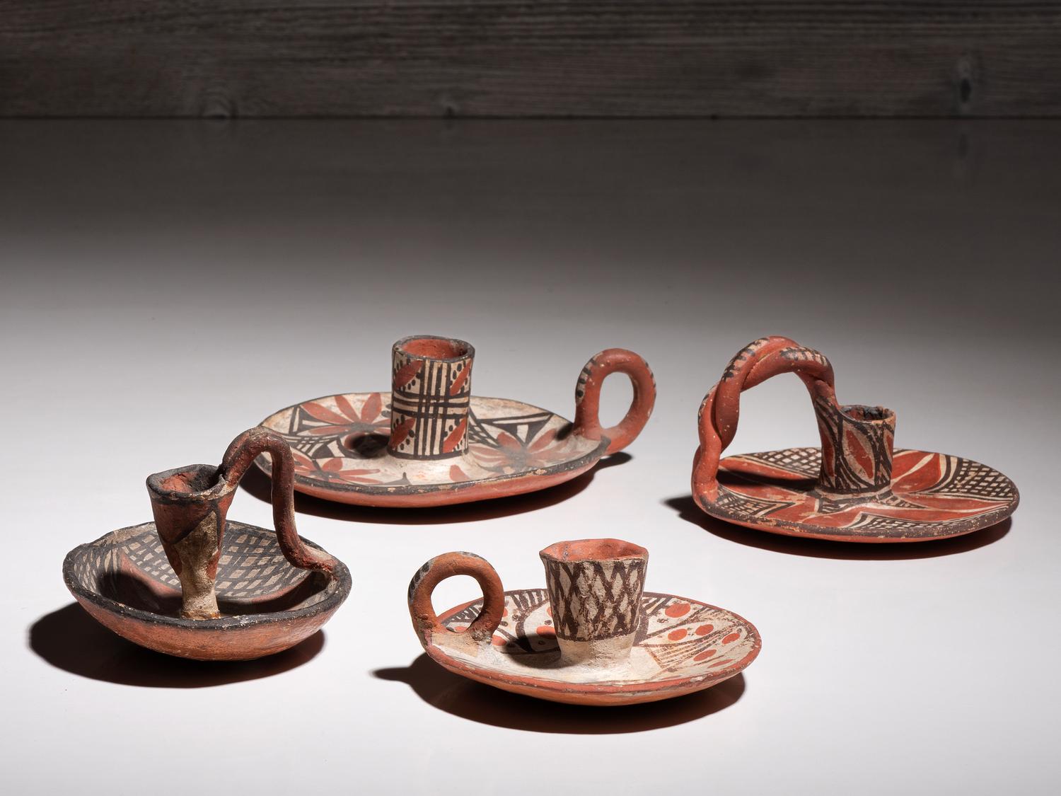 Isleta Polychrome Pottery Chamber Sticks