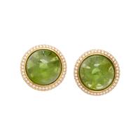 YELLOW GOLD, PERIDOT, AND DIAMOND EARRINGS
