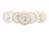 A Set of Eight Royal Copenhagen Flora Danica Porcelain Luncheon Plates