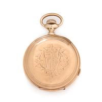 Le Coultre, 18K Yellow Gold Hunter Case Split Second Chronograph Pocket Watch