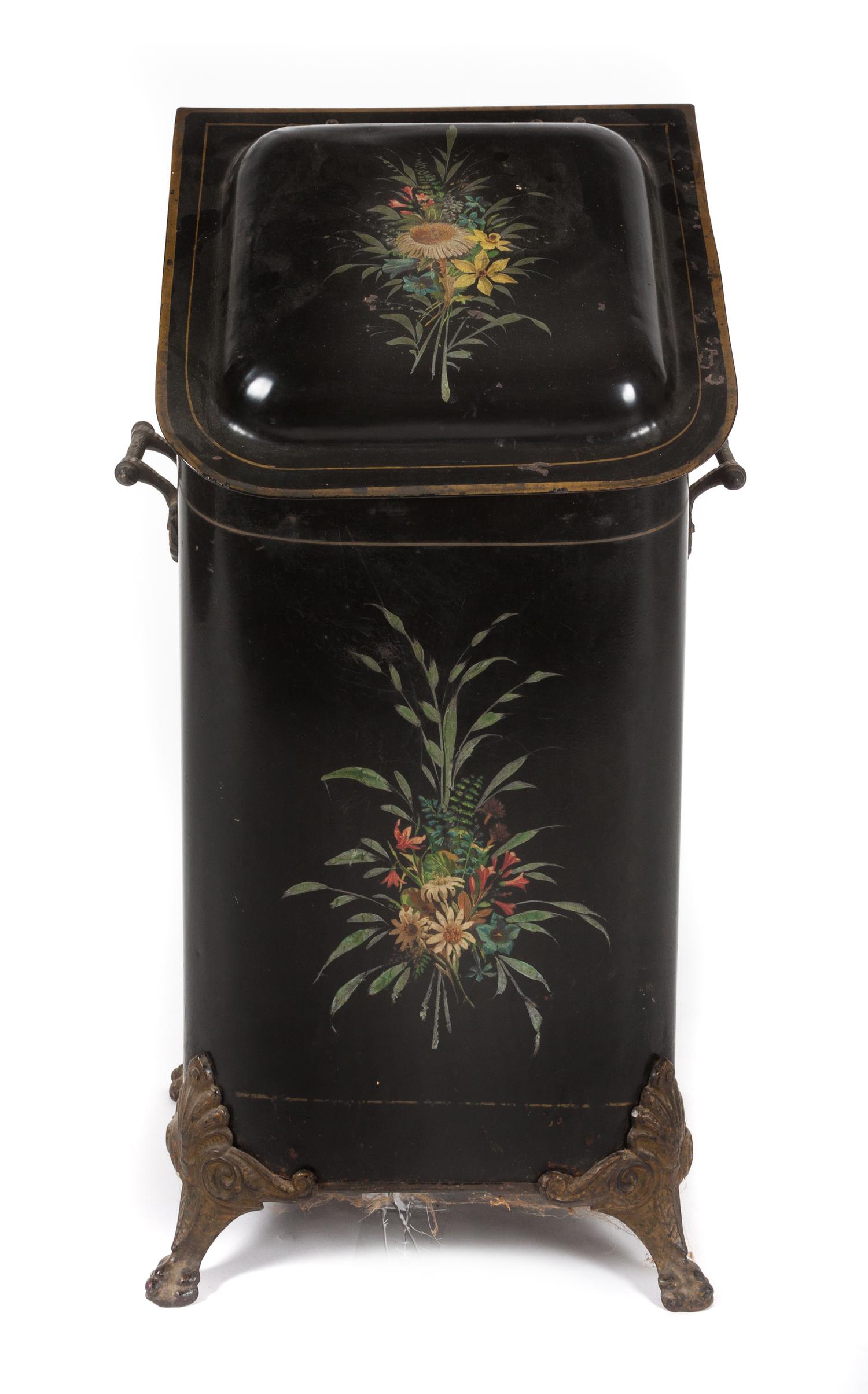 A Victorian Tole Coal Scuttle Height 25 inches.