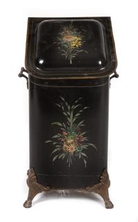 A Victorian Tole Coal Scuttle Height 25 inches.