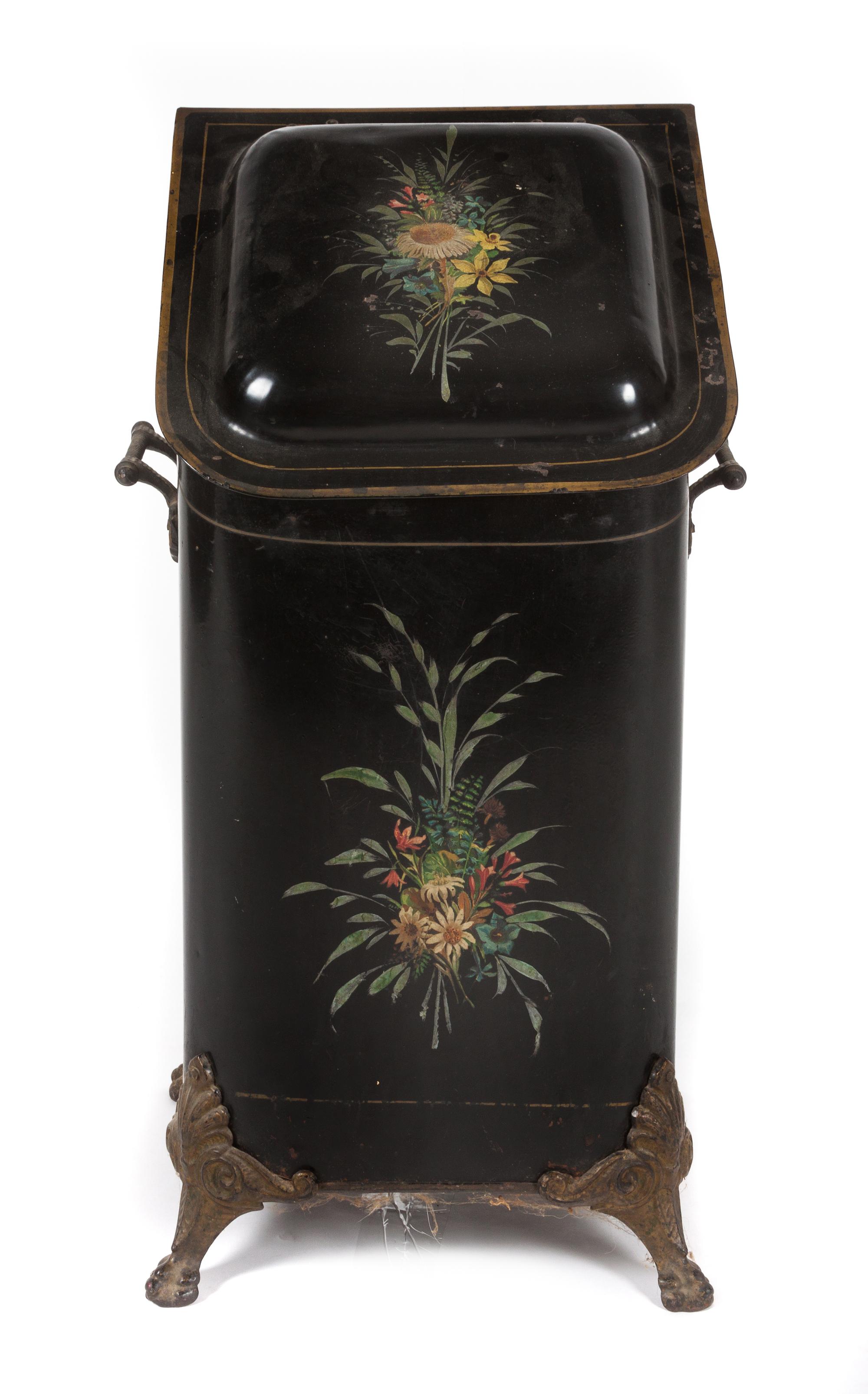 A Victorian Tole Coal Scuttle Height 25 inches.