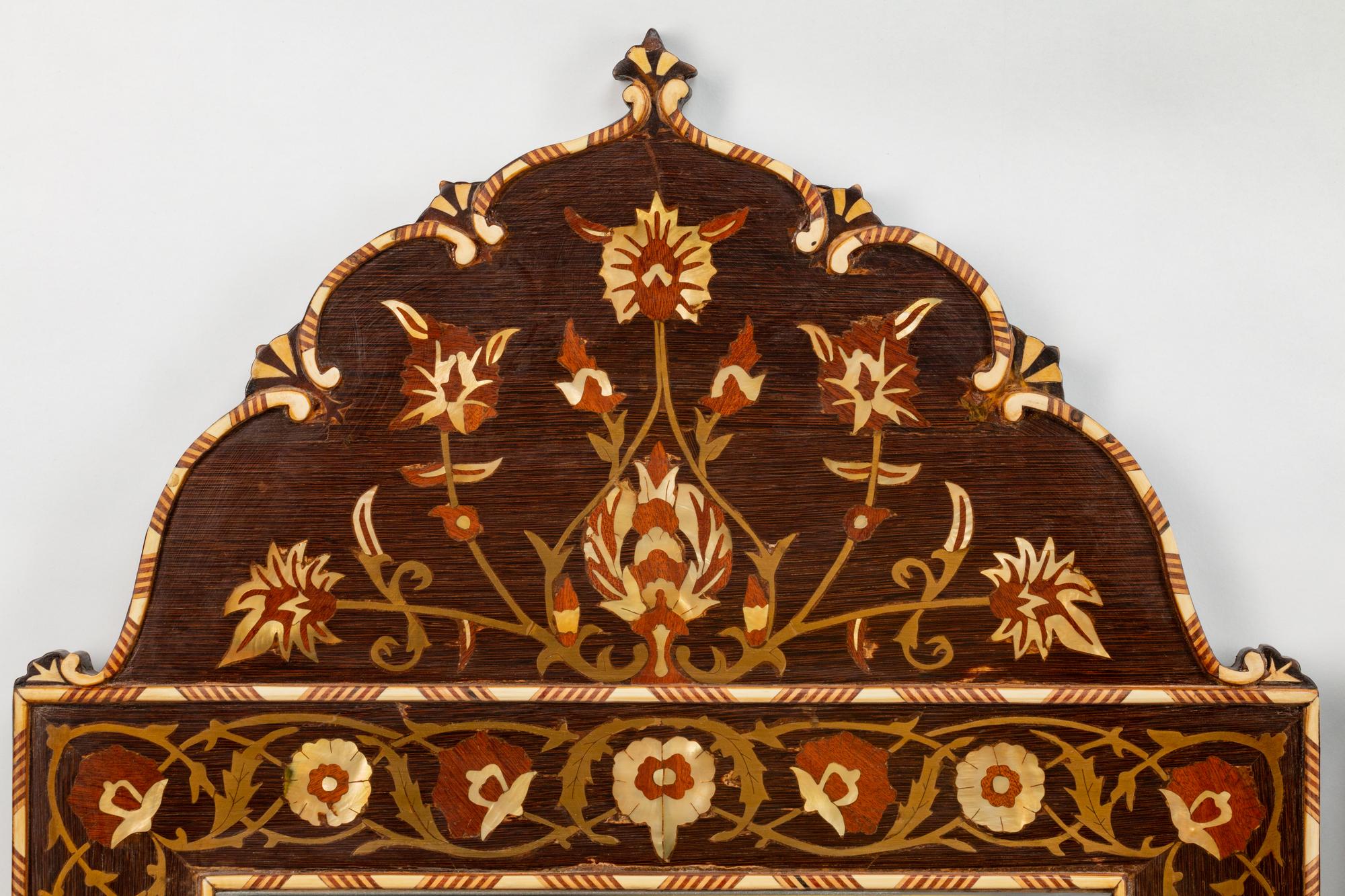 A Pair of Iberian Mother-of-Pearl and Brass-Inlaid Mirrors