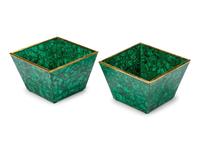A Pair of Russian Gilt Bronze Mounted Malachite Veneered Planters