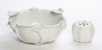 A White Glazed Porcelain Basin Width 8 3/4 inches.