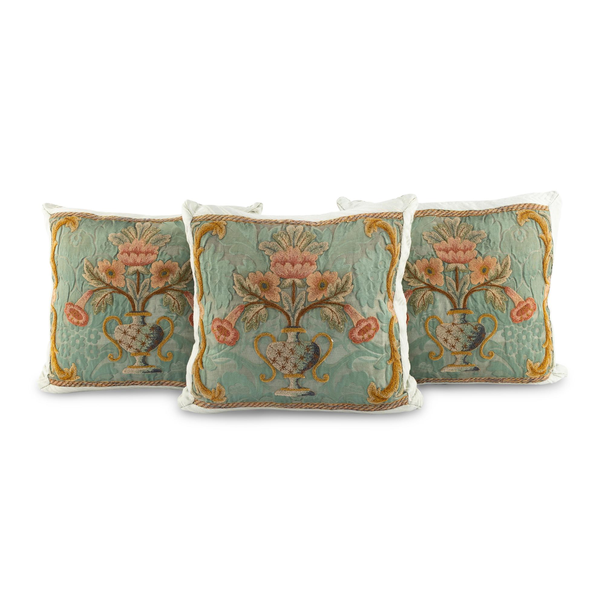Three Needlework Throw Pillows