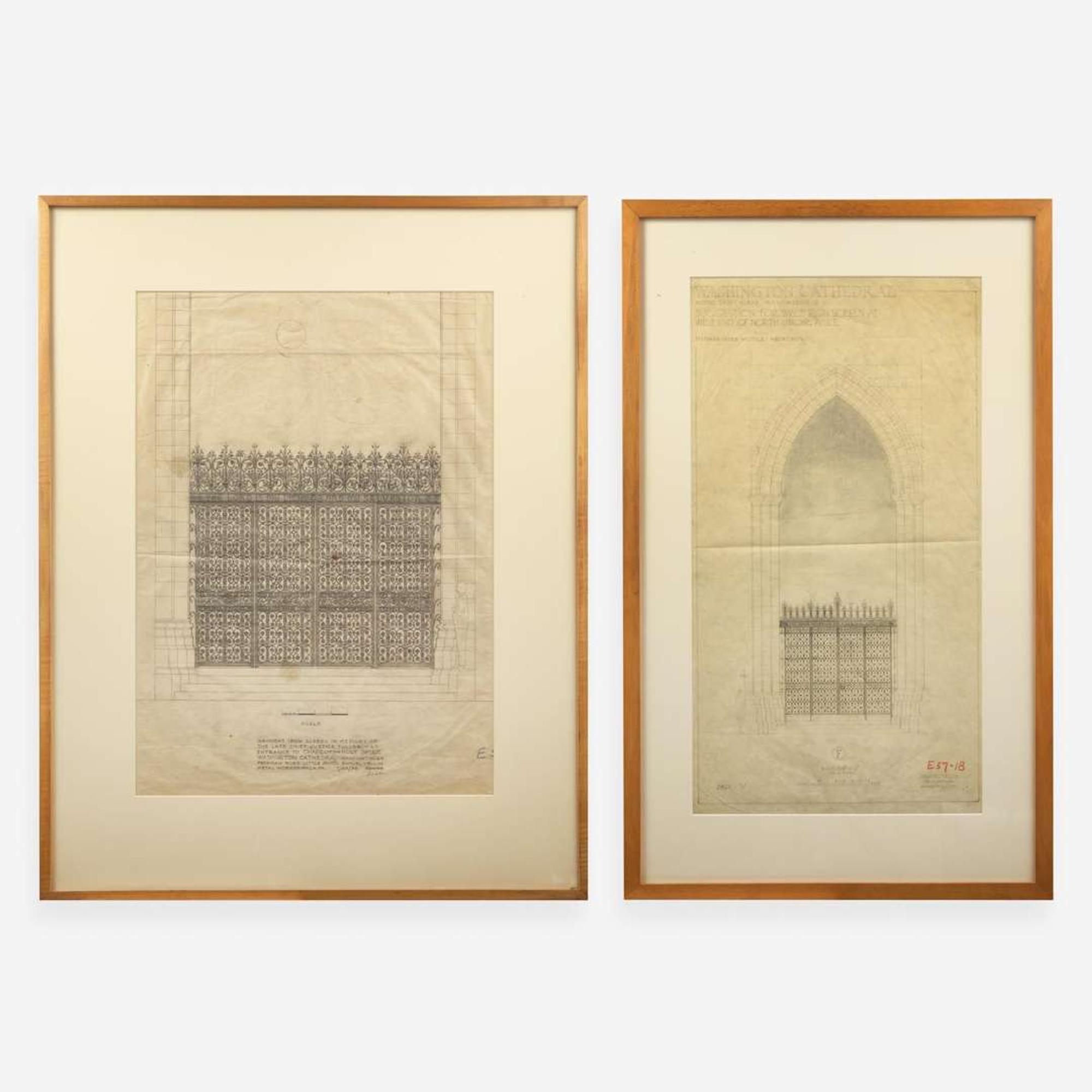 Samuel Yellin (American, b. Ukraine, 1884-1940) Two Drawings for the National Cathedral, Washington, D.C., USA, 1933