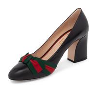 Gucci Black Leather Sylvie Bow Shoes, Unworn
