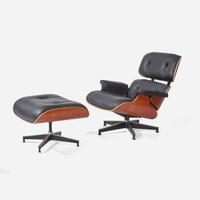 Charles Eames (American, 1907-1978) and Ray Eames (American, 1912-1988) Lounge Chair and Ottoman, Nos. 670 and 671, 50th Anniversary Edition, Herman Miller, USA, designed 1956, the present lot 2006