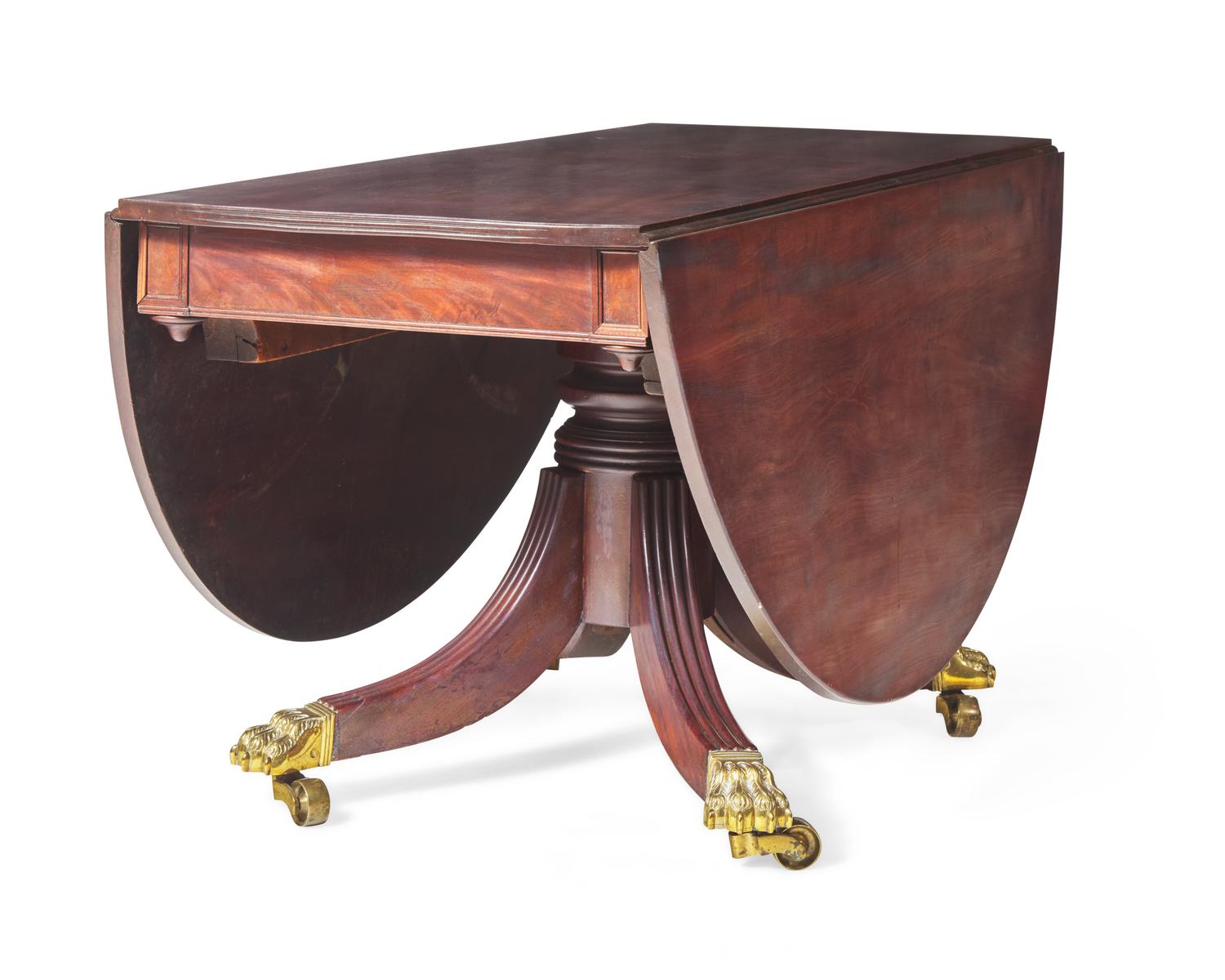 A Federal grained mahogany dining table, Baltimore, MD, circa 1820