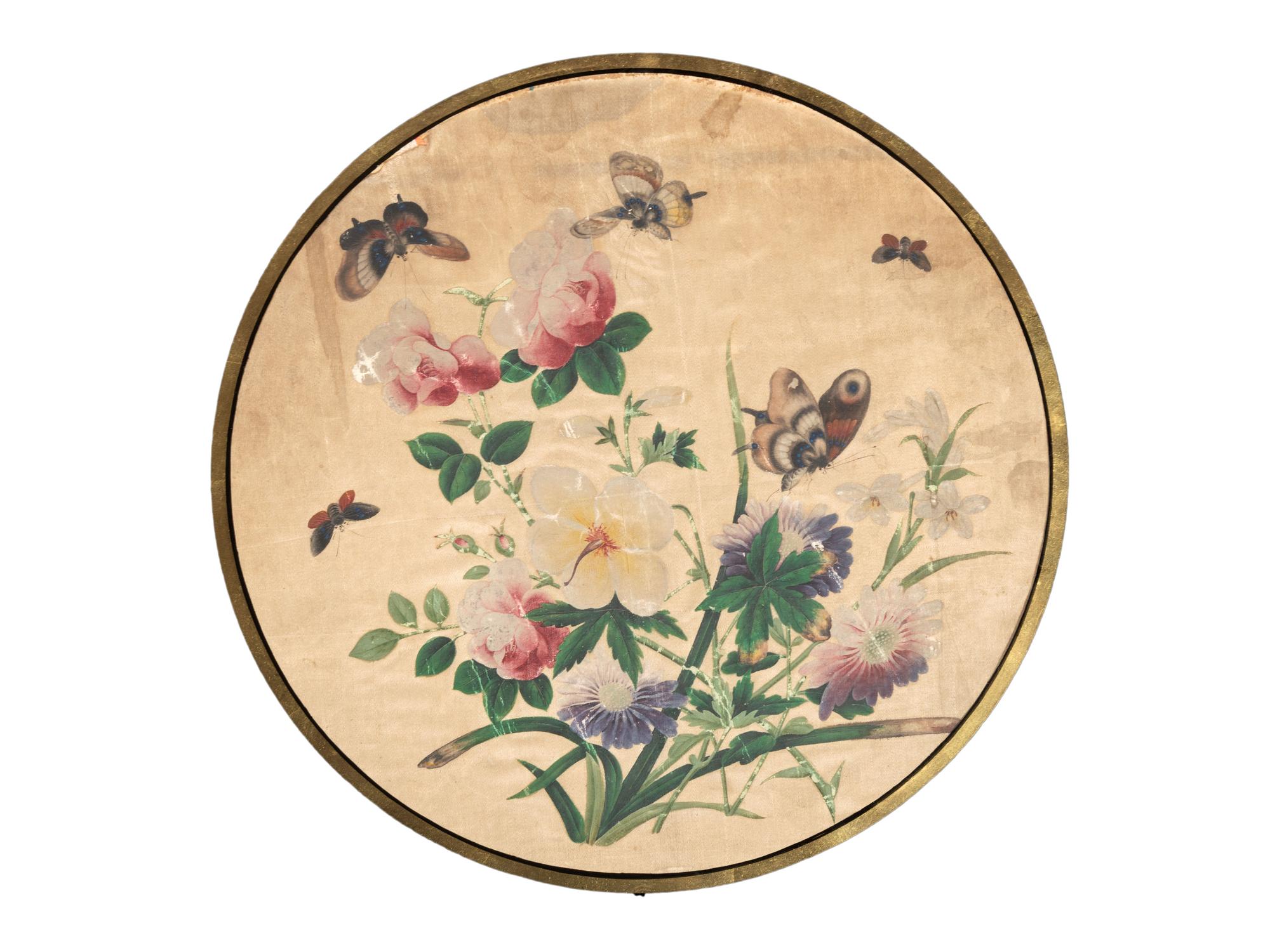 A Pair of Floral Paintings on Silk