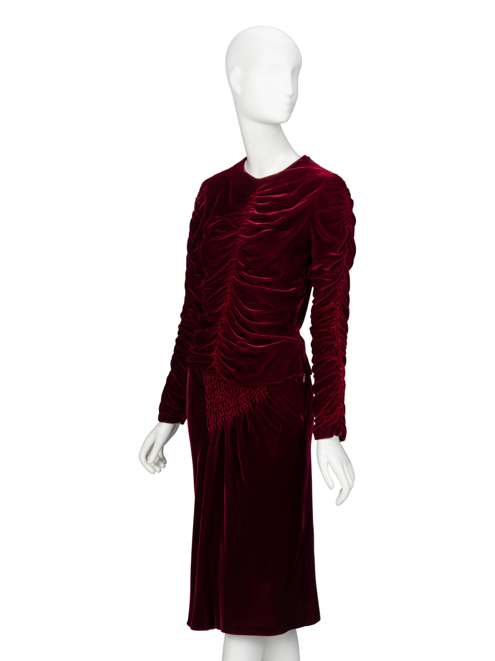 Tom Ford for Gucci, Bordeaux Velvet Skirt Ensemble, F/W 1999