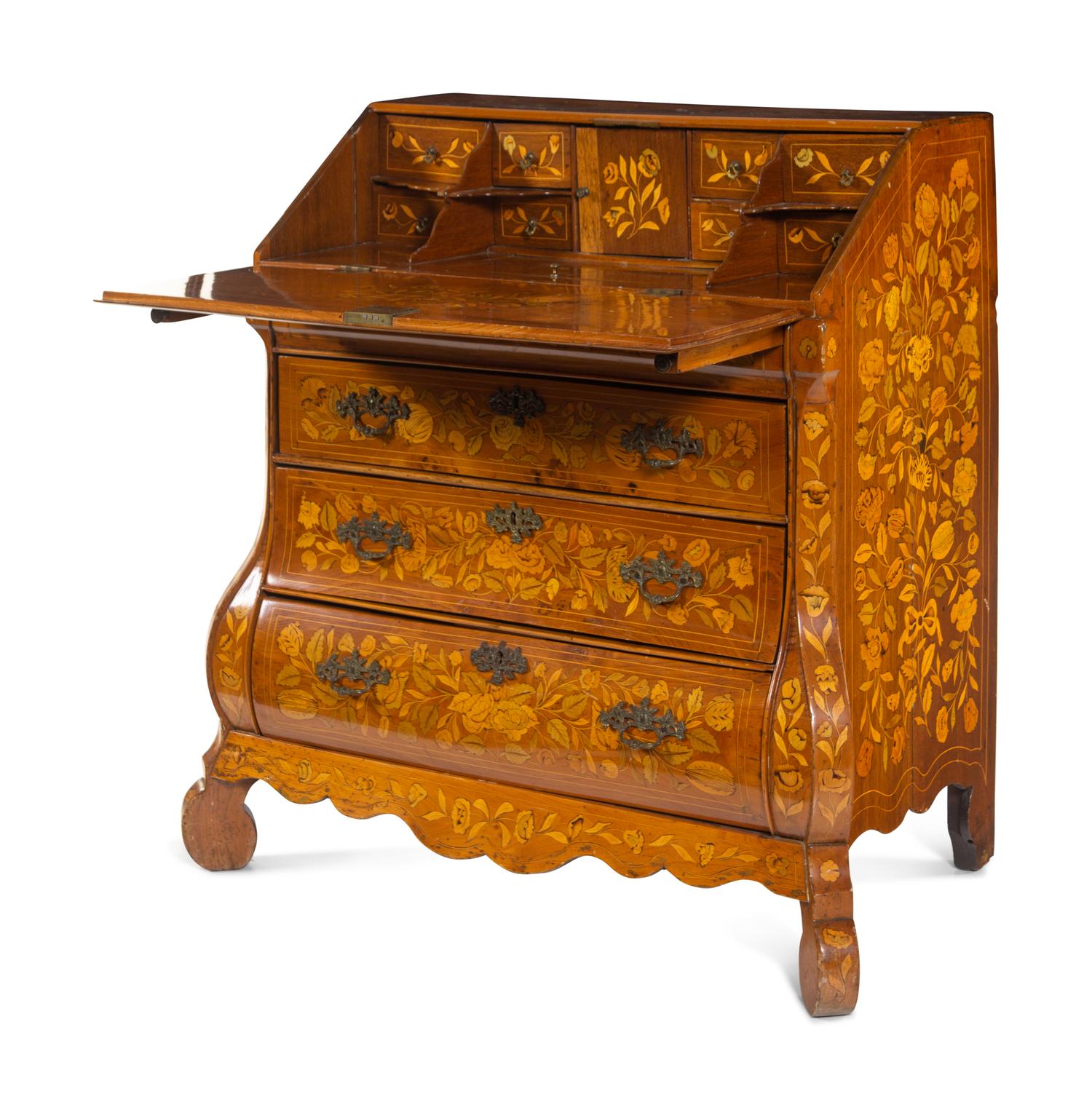 A Dutch Marquetry Slant-Front Desk