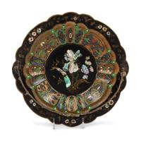 A Victorian Mother-of-Pearl Inlaid Lacquered Basket