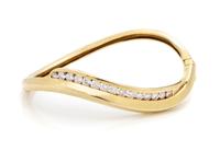 An 18 Karat Yellow Gold and Diamond Bangle Bracelet,