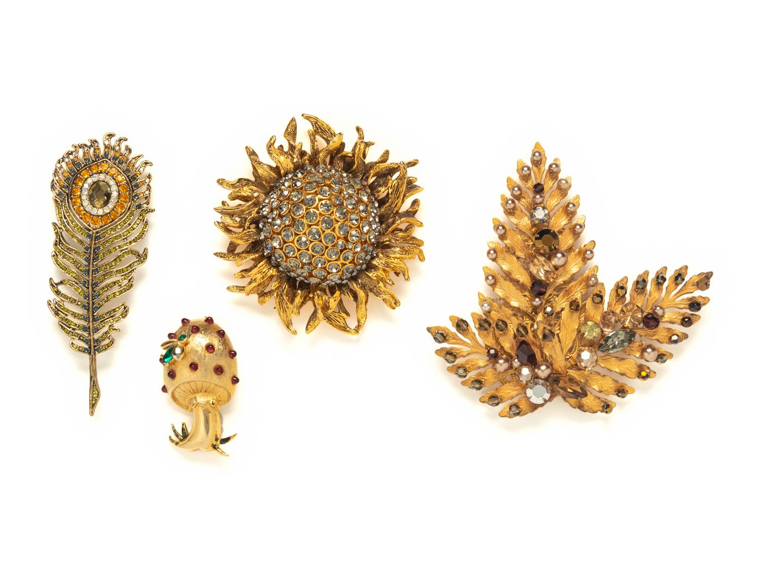 A GROUP OF FOUR NATURE THEMED BROOCHES
