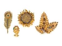 A GROUP OF FOUR NATURE THEMED BROOCHES