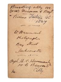 [EARLY PHOTOGRAPHY]. HAMMANT, W., photographer. CDV of an early indoor wooden frame bowling alley. Jacksonville, FL: 1867.