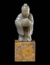 A Chinese Celadon Jade Figure of Shoulao