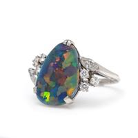 RAYMOND YARD, BLACK OPAL AND DIAMOND RING