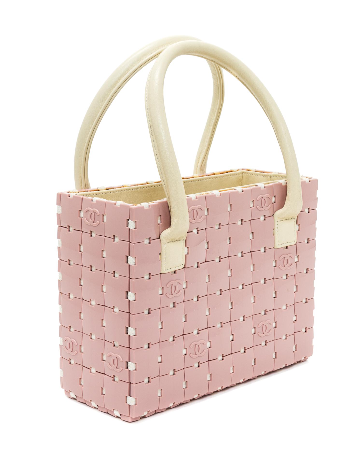 A Chanel Pink Resin Tile Rare Handbag, 8.5" x 6.5" x 3.5".