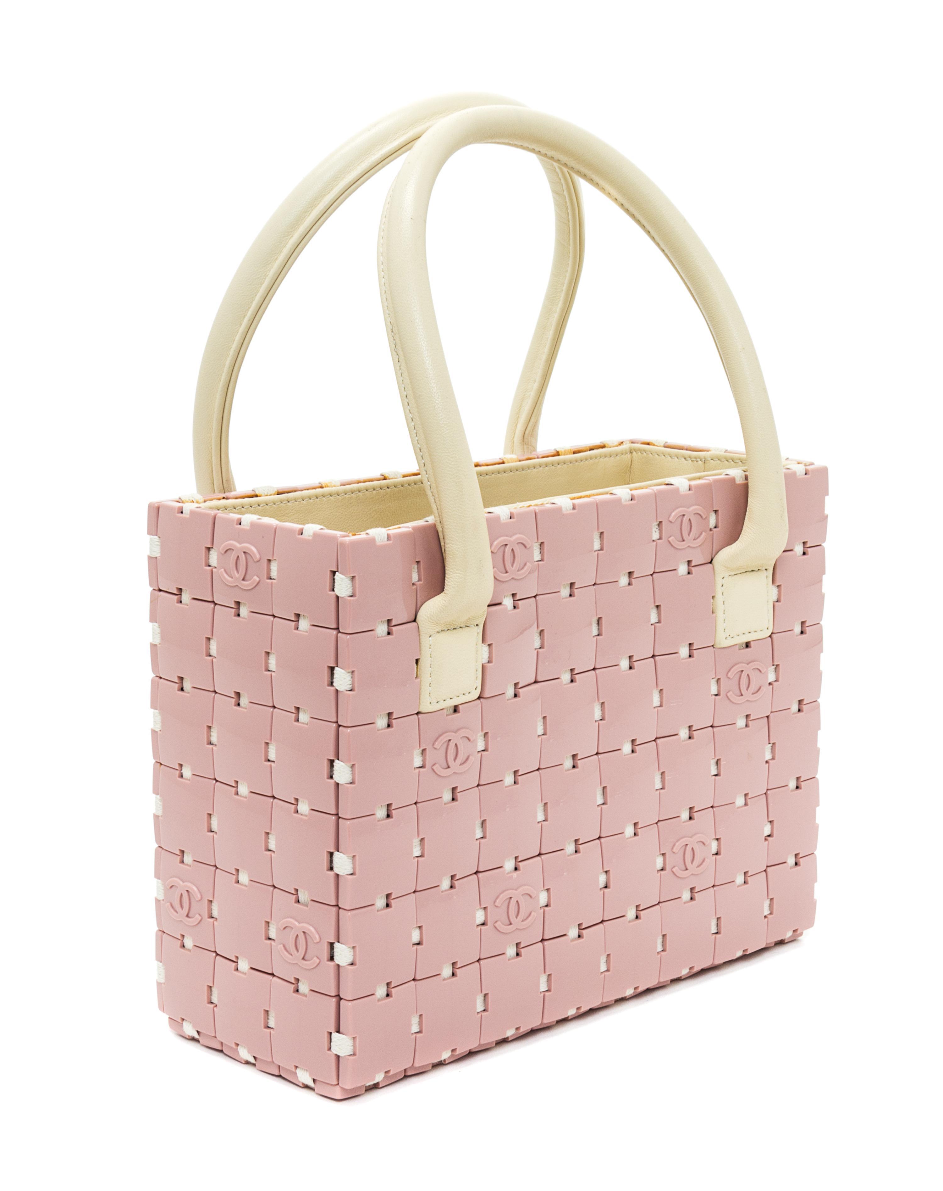 A Chanel Pink Resin Tile Rare Handbag, 8.5" x 6.5" x 3.5".