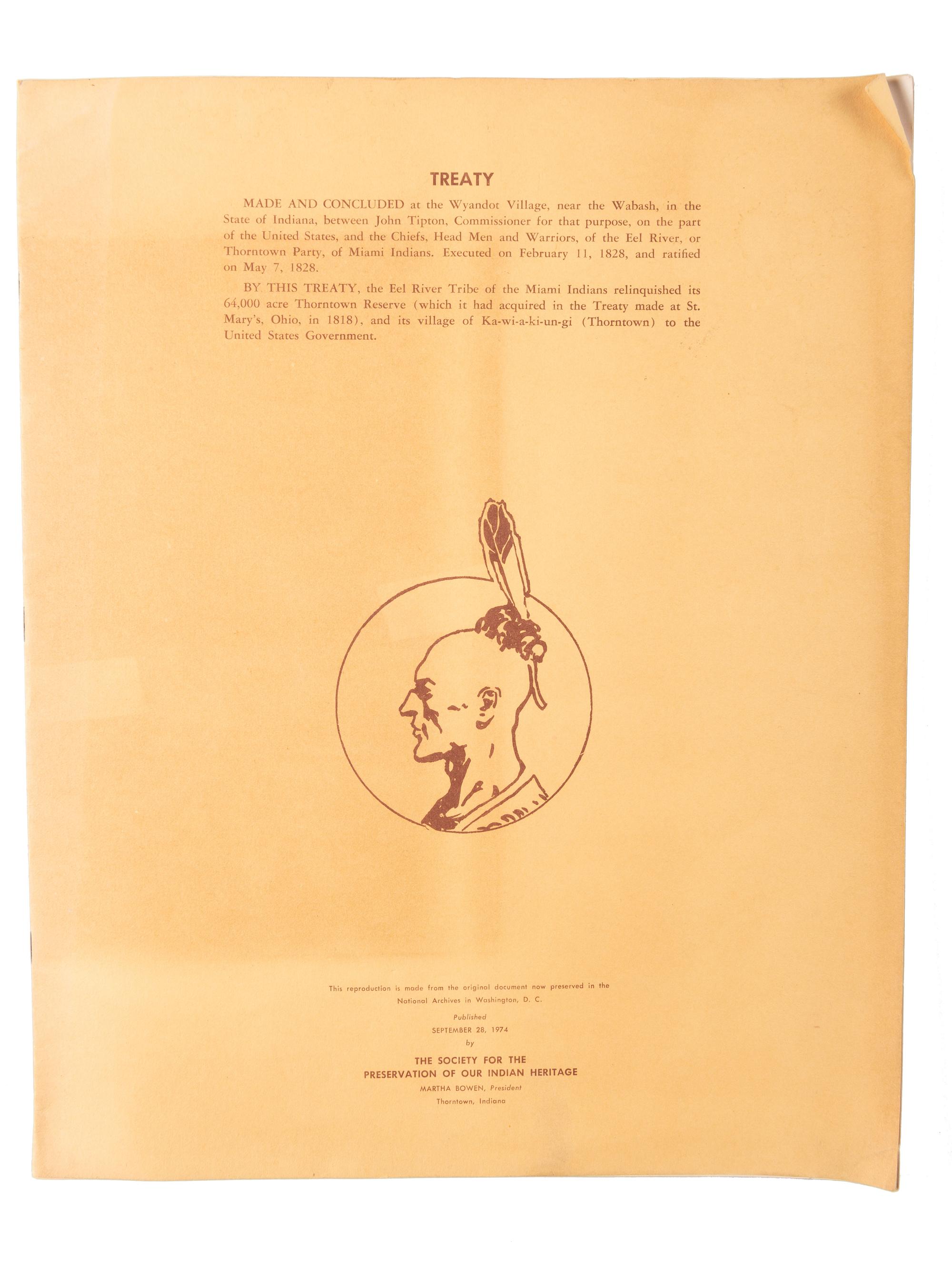 [NATIVE AMERICANS]. A group of 6 items regarding various Eastern Native American Tribes - Shawnee, Wyandot, Miami.