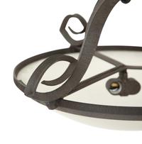 A Pair of Paul Ferrante Argyle Iron and Alabaster Pendant Lights