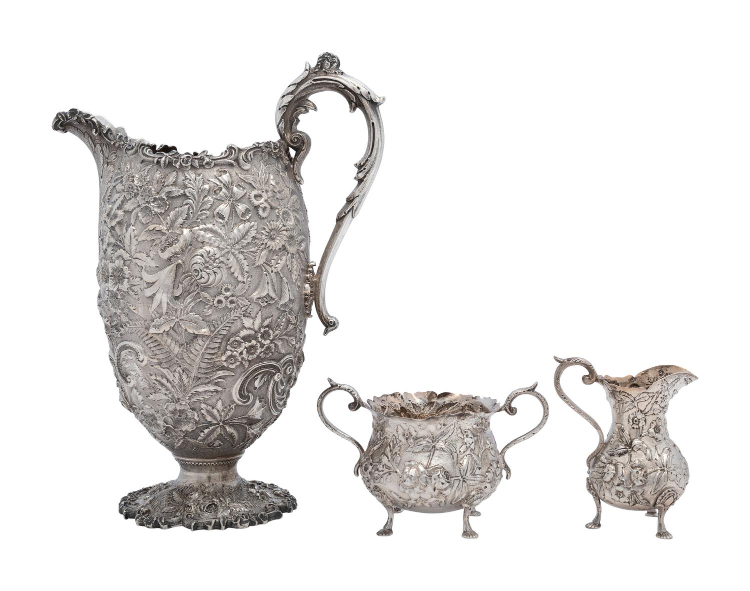 Three American Silver Repousse Table Wares