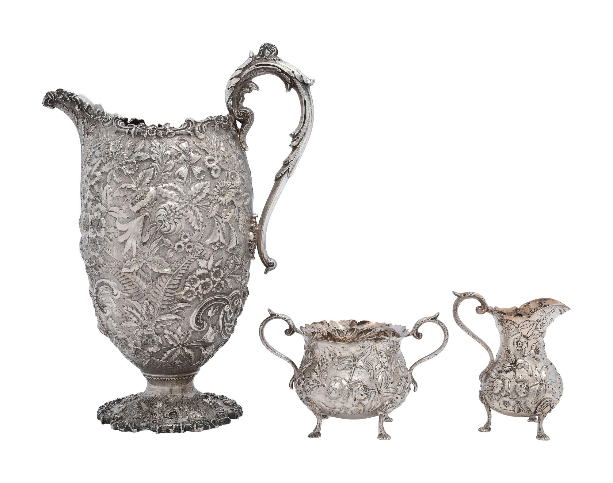 Three American Silver Repousse Table Wares