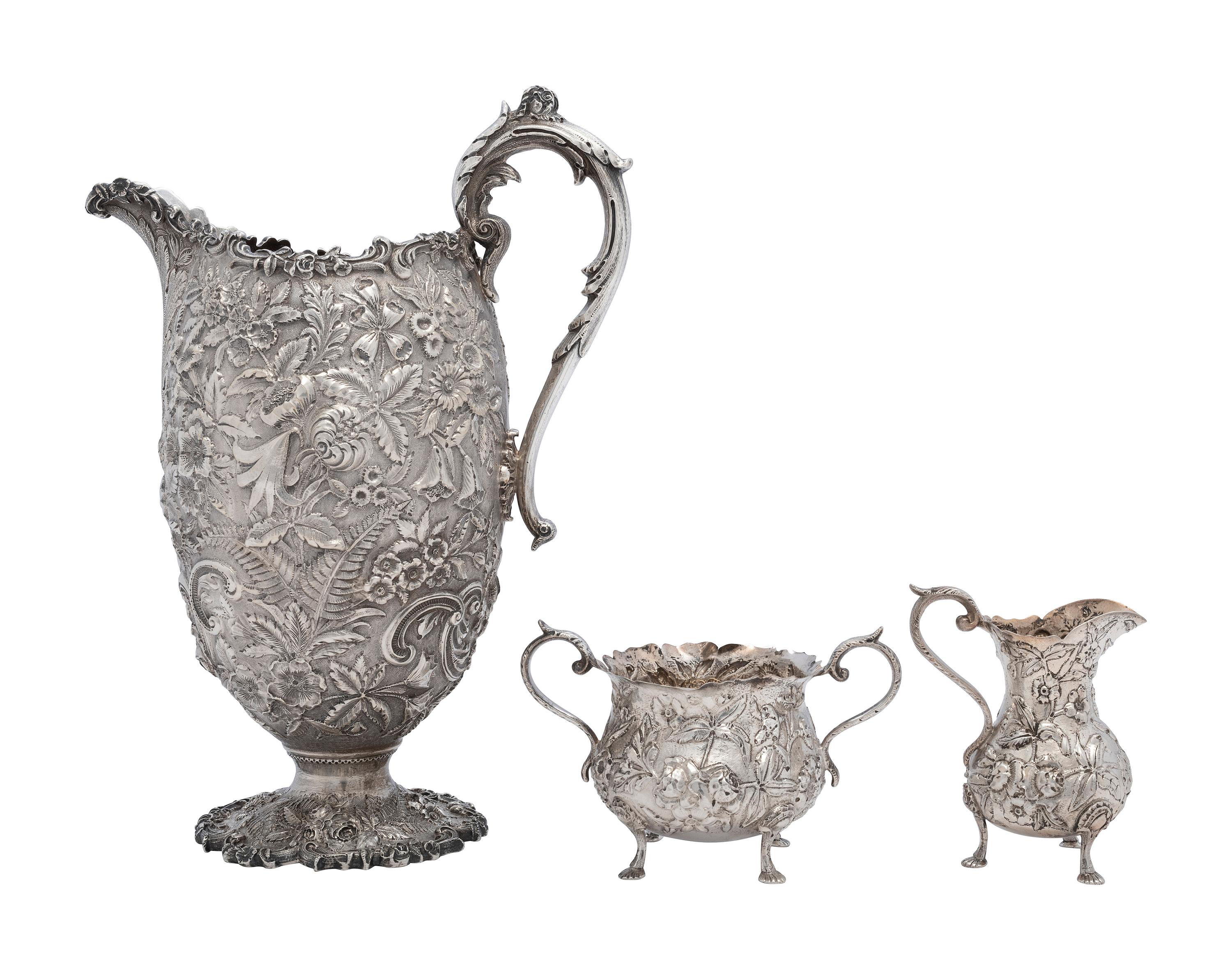 Three American Silver Repousse Table Wares