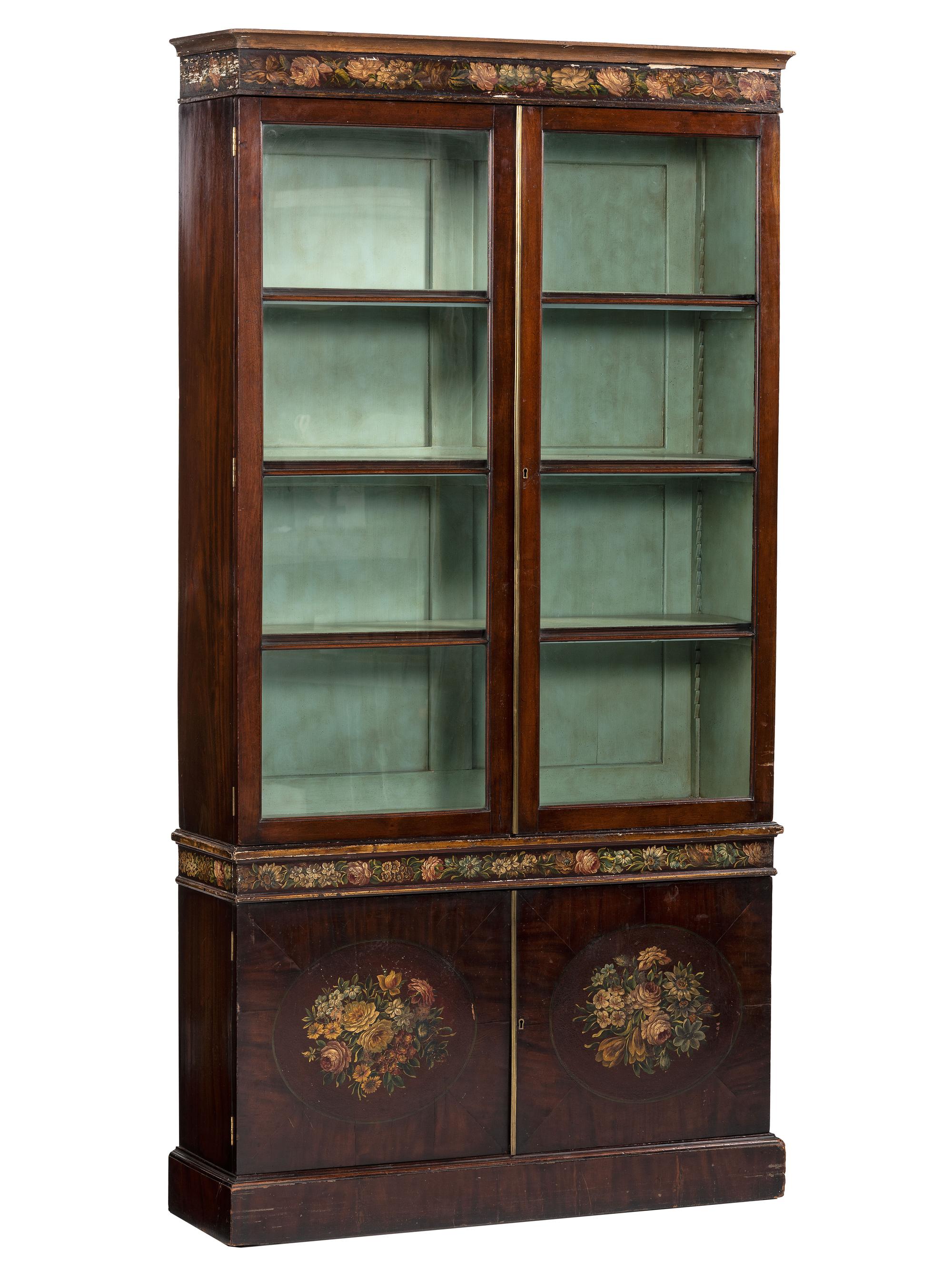 An Adams Style Paint Decorated Bookcase