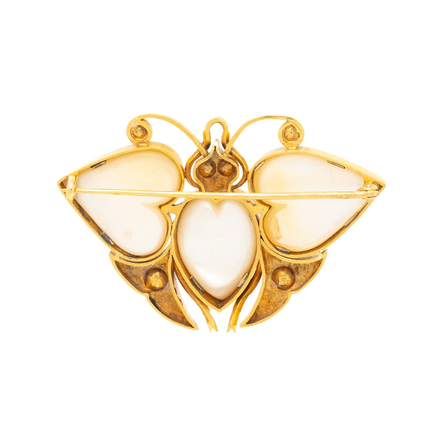 ANTIQUE, MOTHER-OF-PEARL AND SEED PEARL BUTTERFLY BROOCH
