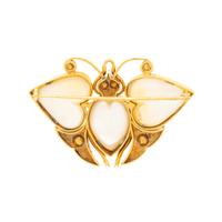 ANTIQUE, MOTHER-OF-PEARL AND SEED PEARL BUTTERFLY BROOCH