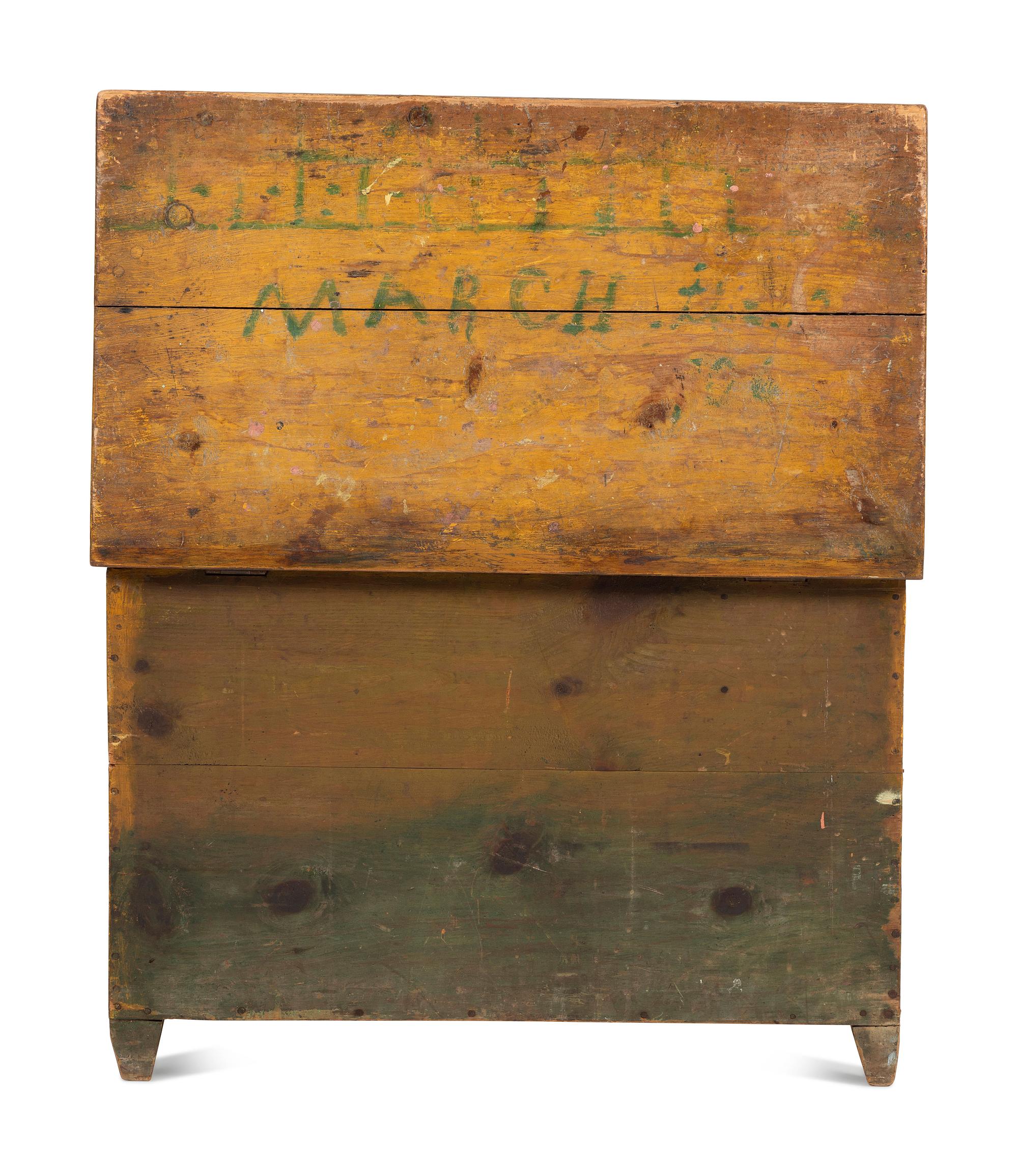 A Yellow and Green Painted Pine Blanket Chest, 19th Century