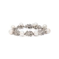 CULTURED PEARL, DIAMOND, AND WHITE GOLD BRACELET