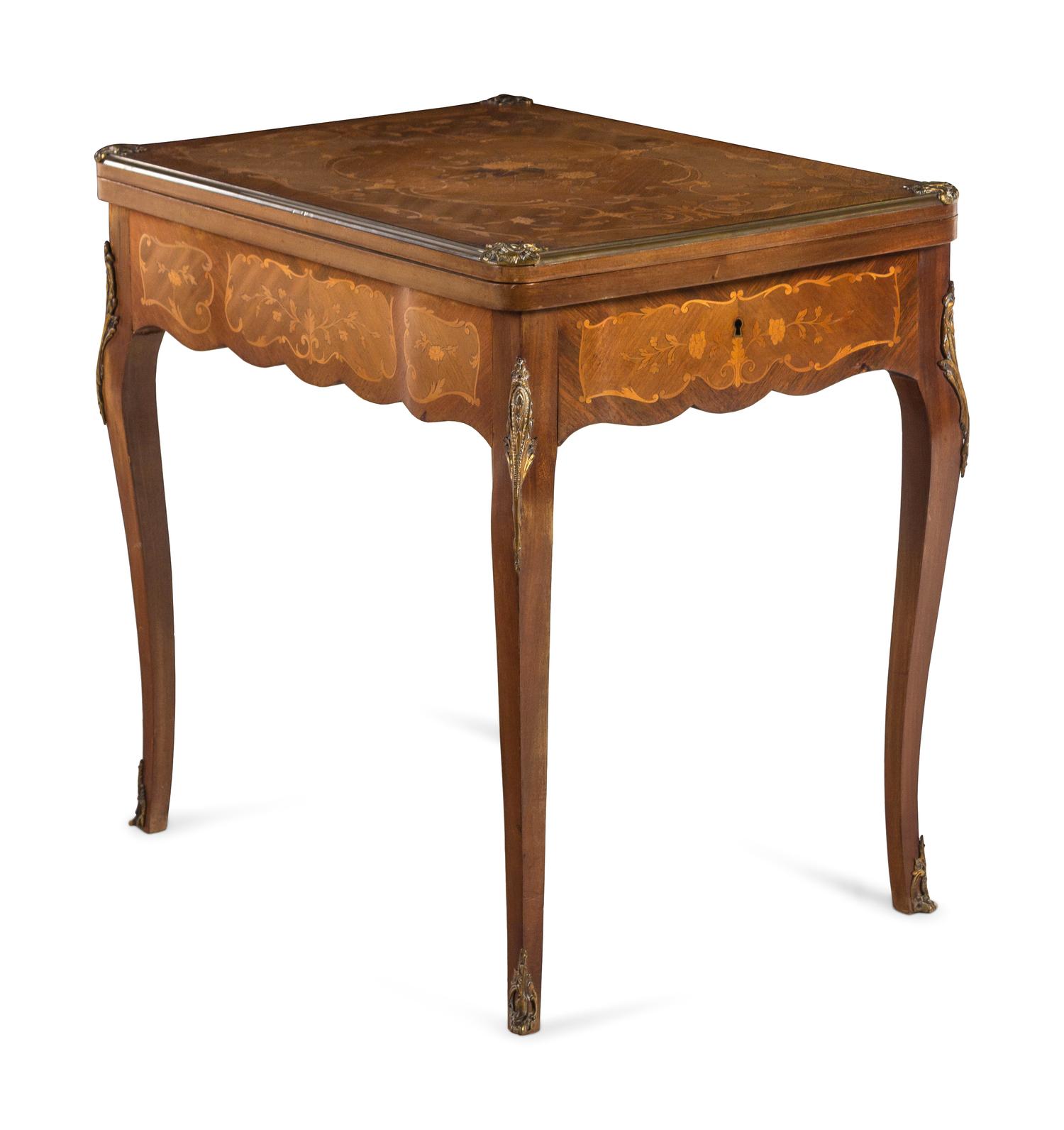 A Louis XV Style Bronze Mounted Marquetry Game Table
