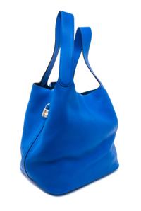 An Hermes Bleu Hydra Taurillon Clemence Picotin Lock TGM Handbag, 13" x 13" x 9".