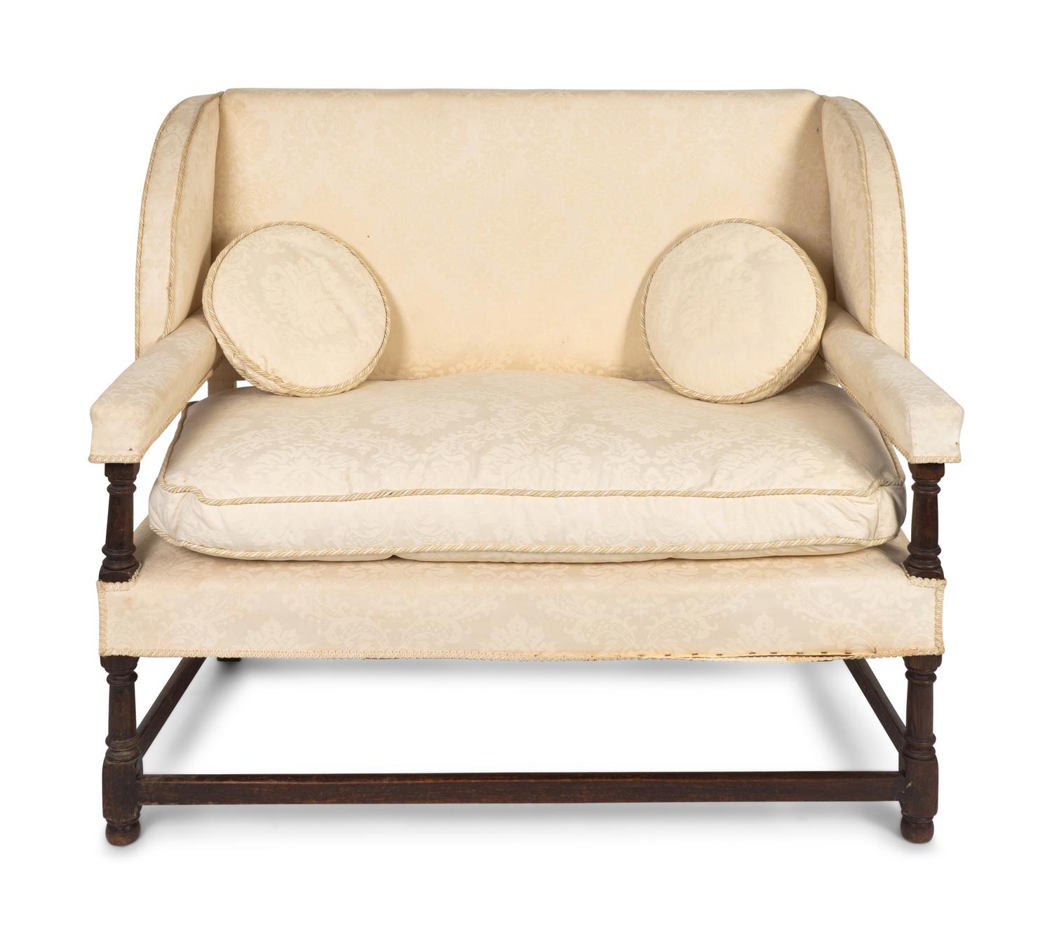 A William & Mary Style Upholstered Walnut Settee — 20TH CENTURY